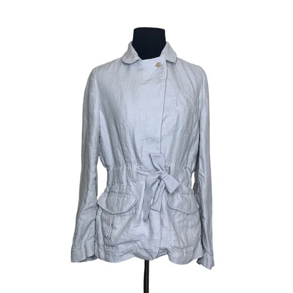 Talbots silver gray linen belted jacket size 4 - Picture 9 of 12